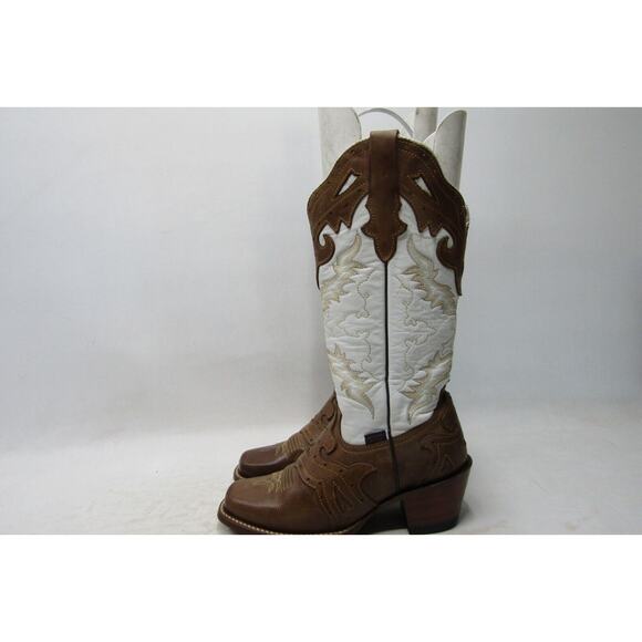 Reyme Womens Mex Sz 23 1/2 Brown Leather Stockman Cowboy Western Boots - Picture 1 of 11